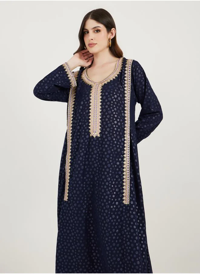 Maxim Creation Embroidered Panel Scoop Neck Kaftan by Styli