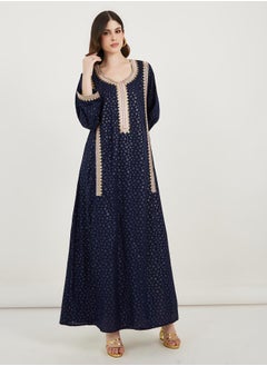 Maxim Creation Embroidered Panel Scoop Neck Kaftan by Styli  - Image 4
