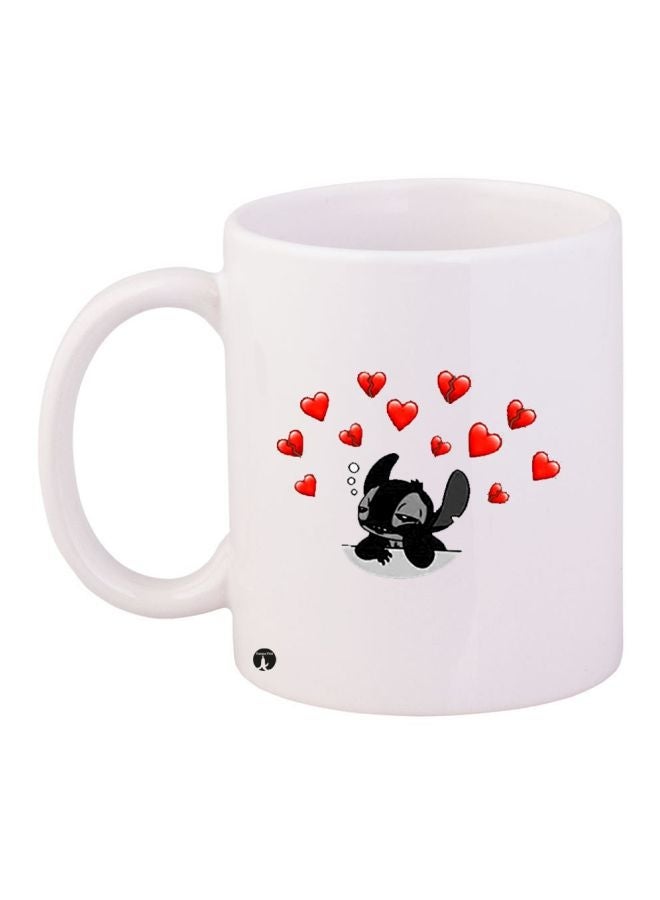 RYN Cartoon Printed Coffee Mug White/Black/Red 11ounce