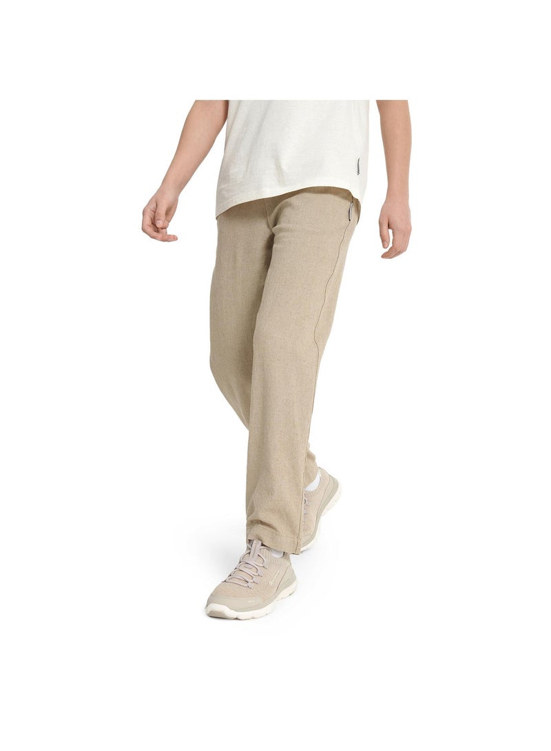 Outventure Women's Beige Trousers – Linen-Viscose Blend, Loose Fit, Soft & Breathable, 2 Pockets, Perfect for Travel, Beaches, and Outdoor Adventure - Image 3