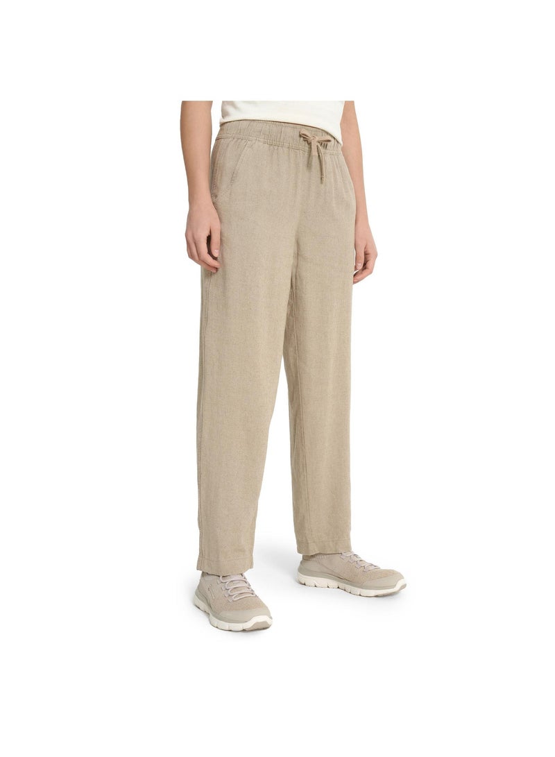 Outventure Women's Beige Trousers – Linen-Viscose Blend, Loose Fit, Soft & Breathable, 2 Pockets, Perfect for Travel, Beaches, and Outdoor Adventure - Image 4