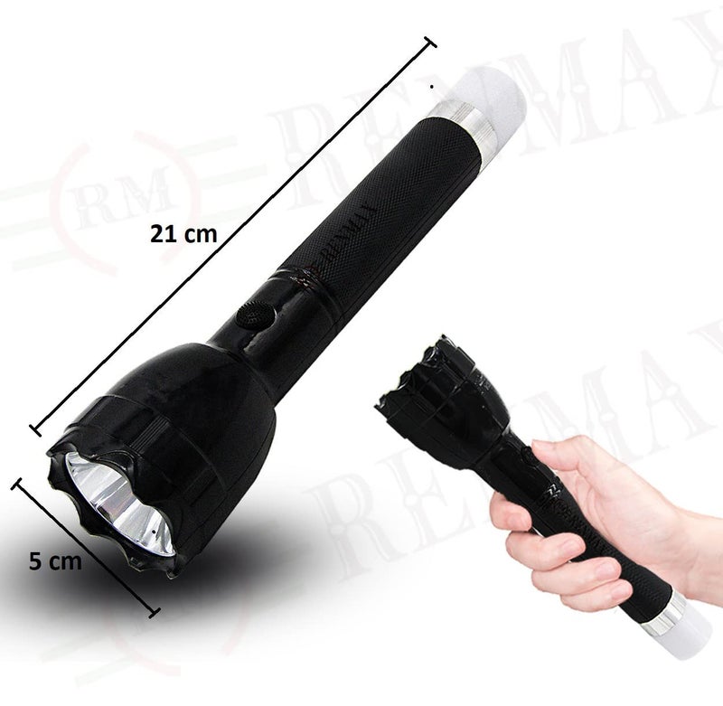 RENMAX Plastic LED Torch Flashlight Tail Light Rechargeable Water Resistant Tracking Black 1Pc Tripple Mode Pocket Friendly 300 Lumens - Image 3