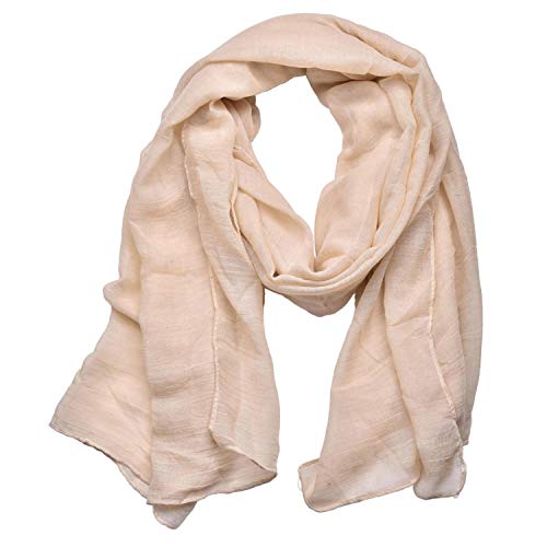 woogwin Women's Cotton Scarves Lady Light Soft Fashion Solid Scarf Wrap Shawl (One Size, beige) - Image 1