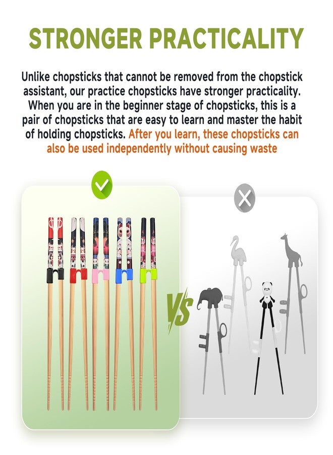EAEDMY Training Chopsticks Set, 5 Pairs with Helpers, Wooden Reusable Chopsticks for Beginners, 8.86 Inches (2.Japanese pattern B) - Image 5