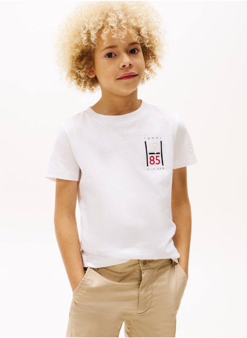 TOMMY HILFIGER Boys' Logo Graphic T-Shirt - Cotton, White  - Image 1