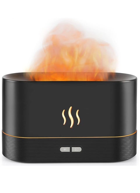 Flame Diffuser Humidifier-Auto Off 180ml Essential Oil Diffuser-2 Modes Brightness Aroma Humidifier with Fire Flame Effect for Home,Office,Spa,Gym(Black)