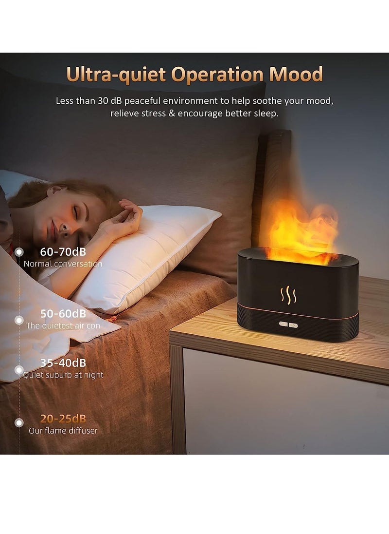 Flame Diffuser Humidifier-Auto Off 180ml Essential Oil Diffuser-2 Modes Brightness Aroma Humidifier with Fire Flame Effect for Home,Office,Spa,Gym(Black)