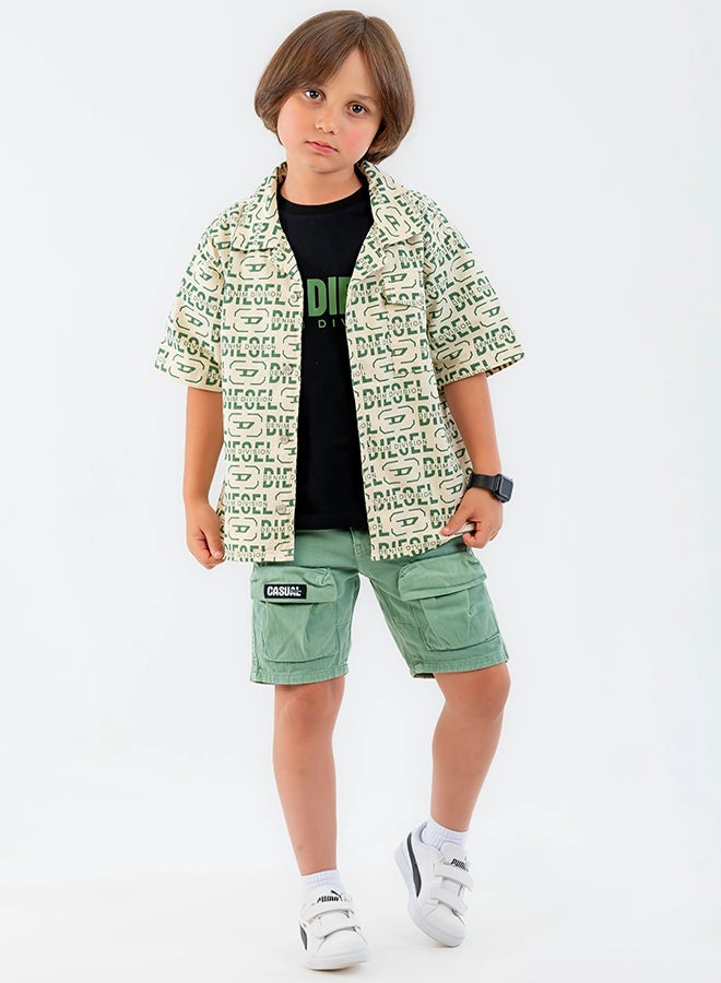 CN Jeans wear Kids Boys Summery Beige Shirt - Image 1