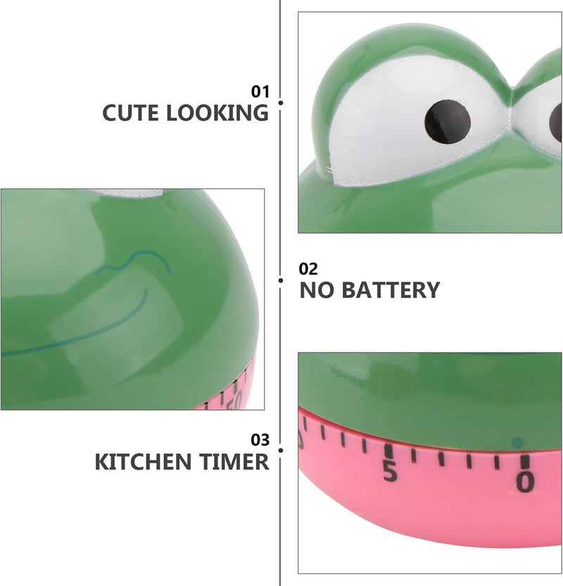 Mechanical Kitchen Timer Frog, Multipurpose Cooking Countdown Timer, Battery-Free Time Reminder for Home and Cooking Efficiency - Image 3