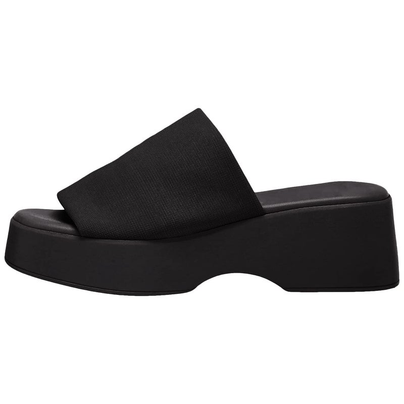 Minshluu Womens Platform Wedge Sandals Peep Toe Slip on Stretchy Backless Wedges Slides - Image 5