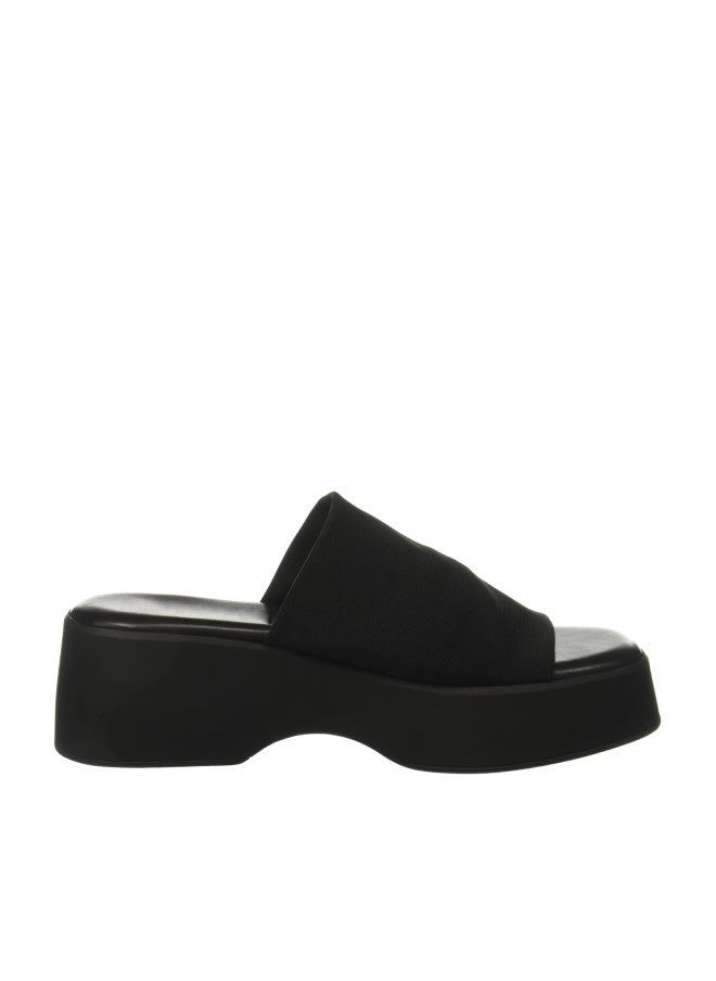 Minshluu Womens Platform Wedge Sandals Peep Toe Slip on Stretchy Backless Wedges Slides - Image 1