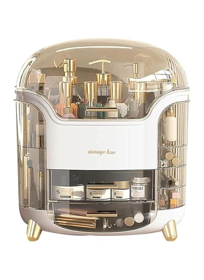 HOOKOR Dustproof Cosmetic Storage Box, Cosmetics Skincare Jewelry Lipstick Organizer,Multi-Function Makeup Case,Makeup Organizer Box,Makeup Organizer for Vanity, Dresser,Bedroom Countertop (White)  - Image 1