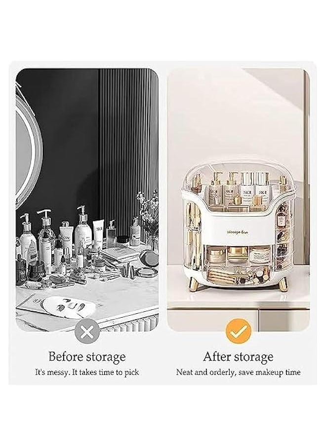 HOOKOR Dustproof Cosmetic Storage Box, Cosmetics Skincare Jewelry Lipstick Organizer,Multi-Function Makeup Case,Makeup Organizer Box,Makeup Organizer for Vanity, Dresser,Bedroom Countertop (White)  - Image 4