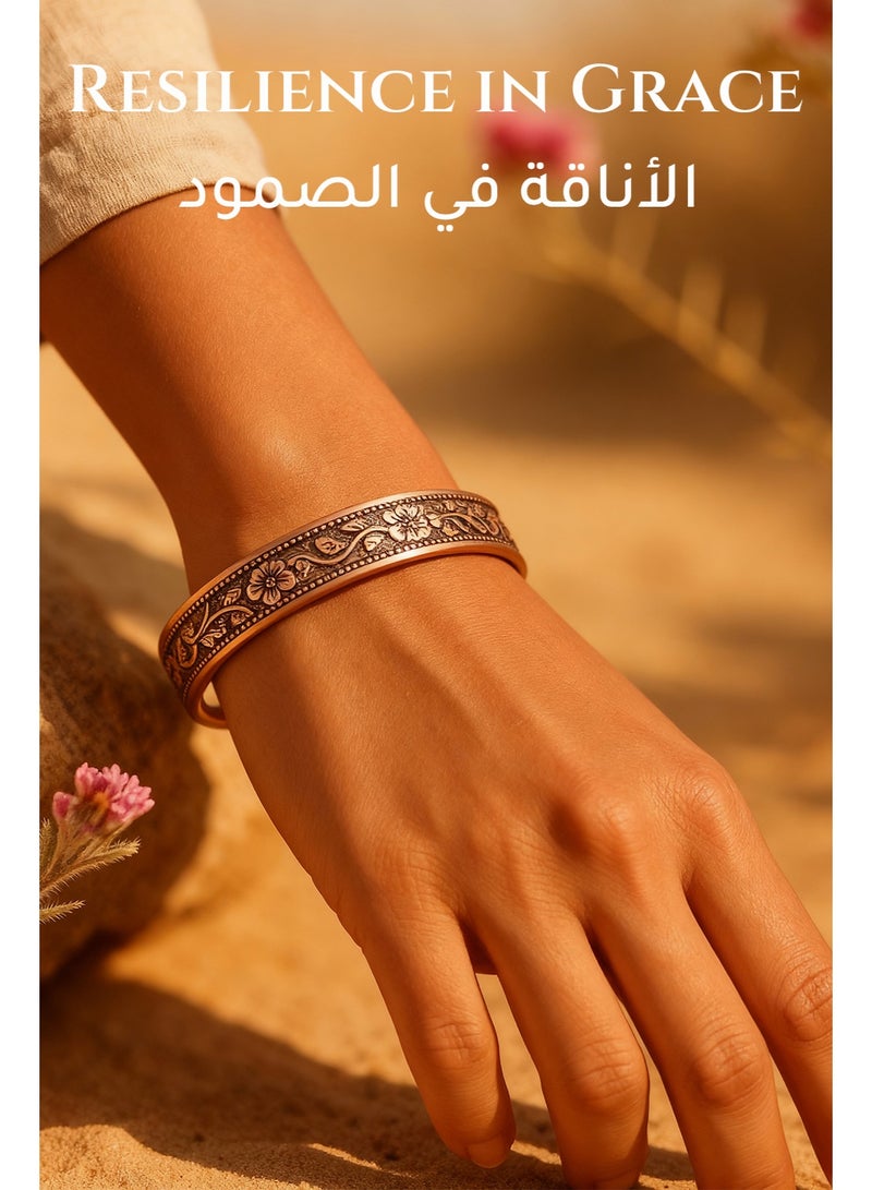 فوريكاسا سوار نحاسي مغناطيسي للرفاهية الطبيعية – ‎6‎ مغناطيسات داخلية – نحاس نقي ‎99.99٪‎ – قابل للتعديل ‎17.5 سم × 7.5–9.5 مم‎ – مع علبة هدية - Image 2
