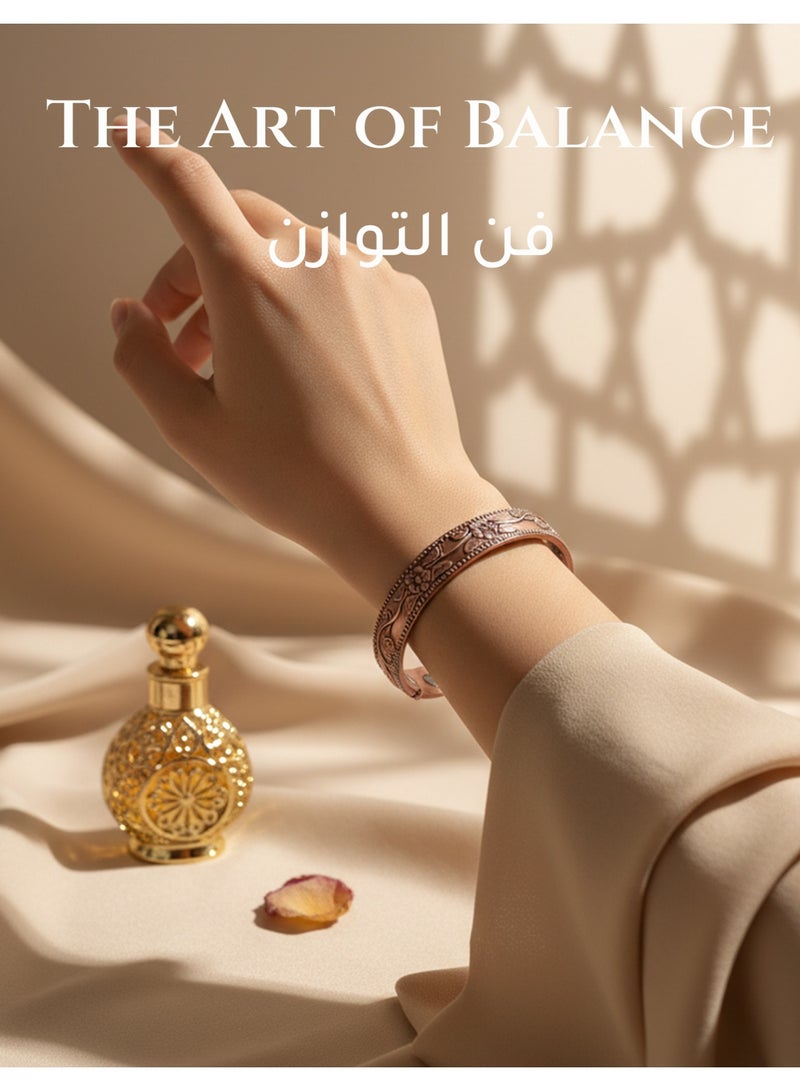 فوريكاسا سوار نحاسي مغناطيسي للرفاهية الطبيعية – ‎6‎ مغناطيسات داخلية – نحاس نقي ‎99.99٪‎ – قابل للتعديل ‎17.5 سم × 7.5–9.5 مم‎ – مع علبة هدية - Image 3