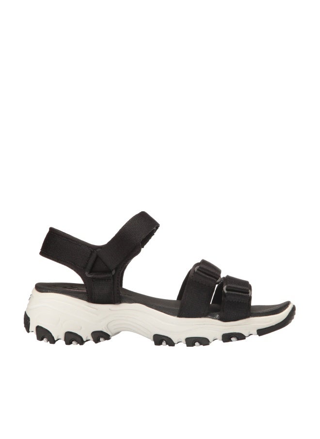 SKECHERS صندل سكلتشيرز كالي النسائي D'Lites-Fresh Catch بكعب عريض، أسود، 6 M US - Image 1