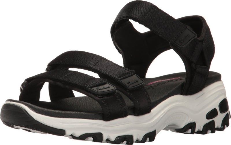 SKECHERS صندل سكلتشيرز كالي النسائي D'Lites-Fresh Catch بكعب عريض، أسود، 6 M US - Image 5