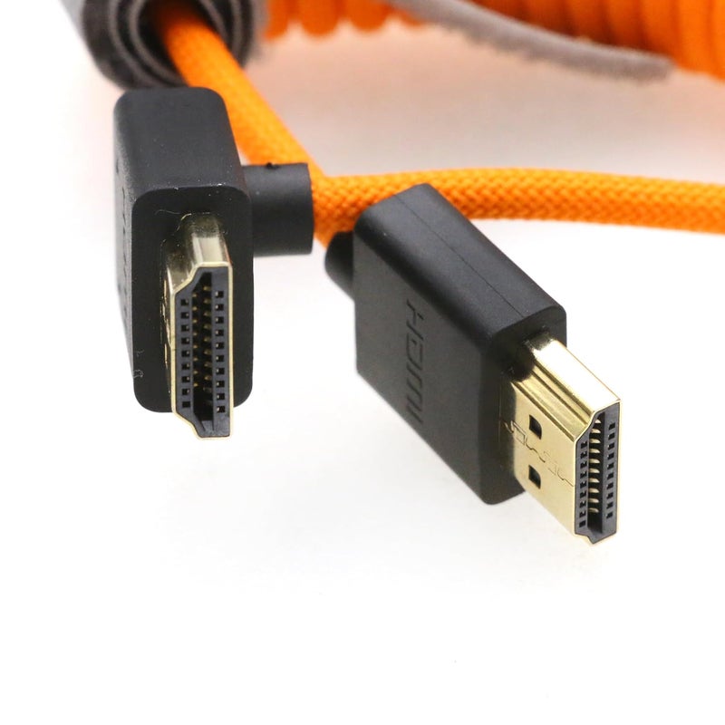 اس زد ار ام سي سي كابل 8K HDMI إلى HDMI بزاوية علوية فائق السرعة ملفوف مضفر للكاميرا Z Cam E2 Sony FX6 FX9 Canon EOS C70 C300 Portkeys BM5 Atomos Ninjav V Shogun Monitor - Image 4