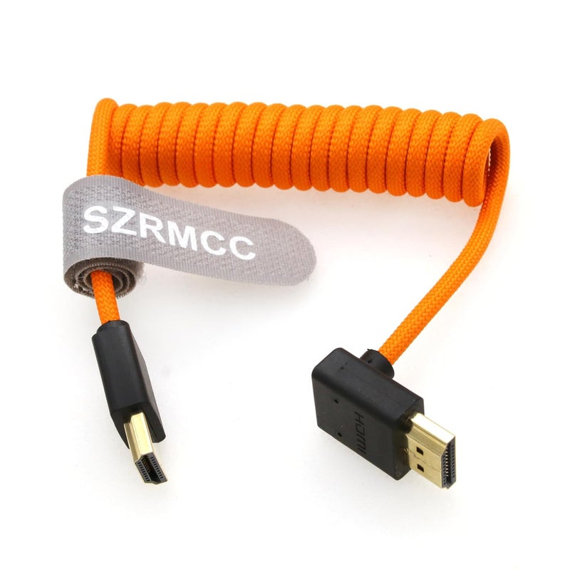 اس زد ار ام سي سي كابل 8K HDMI إلى HDMI بزاوية علوية فائق السرعة ملفوف مضفر للكاميرا Z Cam E2 Sony FX6 FX9 Canon EOS C70 C300 Portkeys BM5 Atomos Ninjav V Shogun Monitor - Image 1