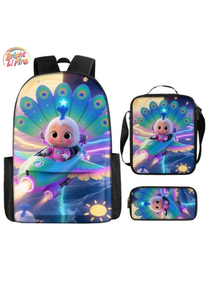 Bright Li Fire Backpacks + handbags + stationery bags | Back-to-school season/festival gifts | Cartoon bag three-piece set, easy to deal with various occasions (available for students, children, friends outings, mountain climbing, school, etc.) - 108 - Image 1
