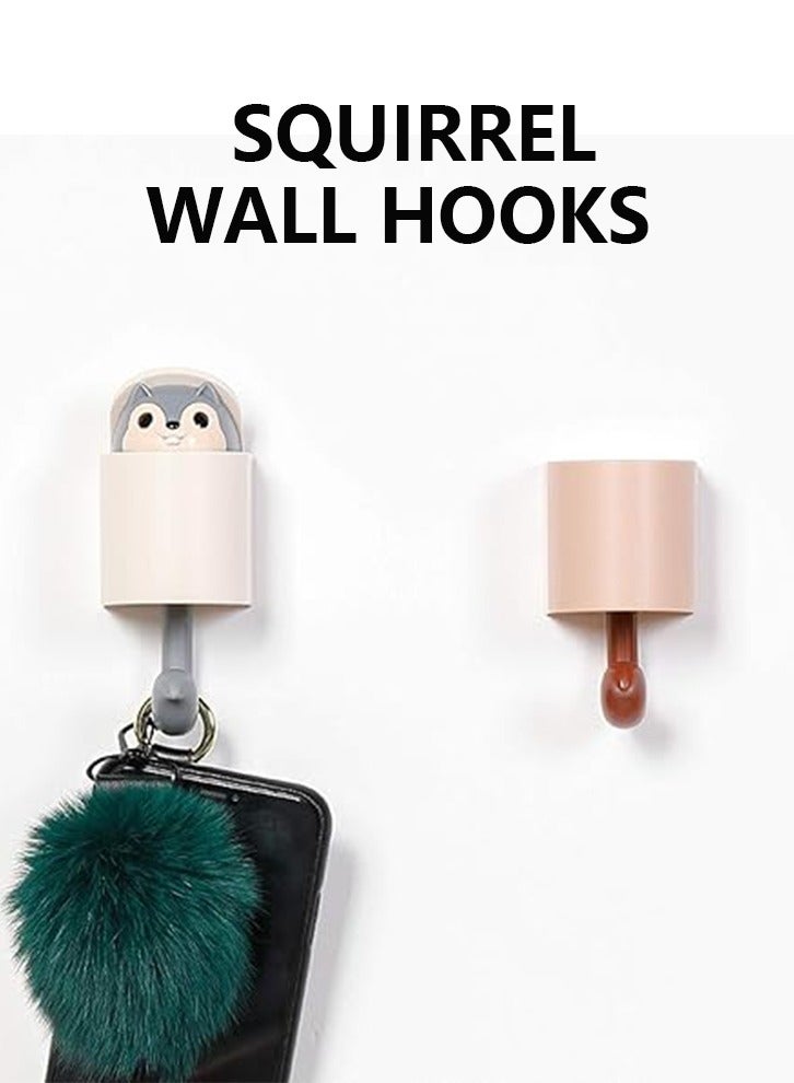 4pcs Squirrel Shape Sticky Hook for Kids Room Living Room Bedroom, Cute Cartoon Creative Home Decoration Wall Hook (4 Colors)  - Image 3