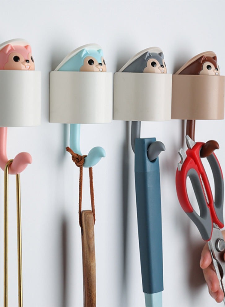 4pcs Squirrel Shape Sticky Hook for Kids Room Living Room Bedroom, Cute Cartoon Creative Home Decoration Wall Hook (4 Colors)  - Image 2