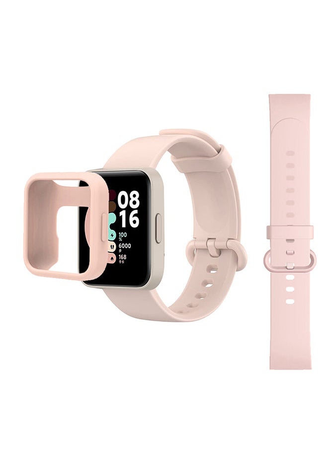 O Ozone Silicone Straps for Xiaomi Redmi Watch 2 Lite Band with Watch Case Soft Silicone Breathable Replacement Strap Wristband Sport Band for Women Men - Pink  - Image 1