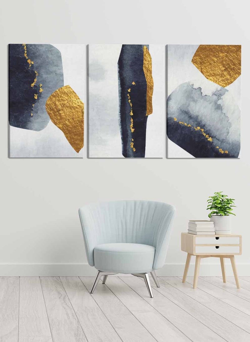 LOWHA Set Of 3 Framed Canvas Wall Arts Stretched Over Wooden Frame, Abstract Elegant Paintings, For Home, Living Room, Office Decor - Image 1