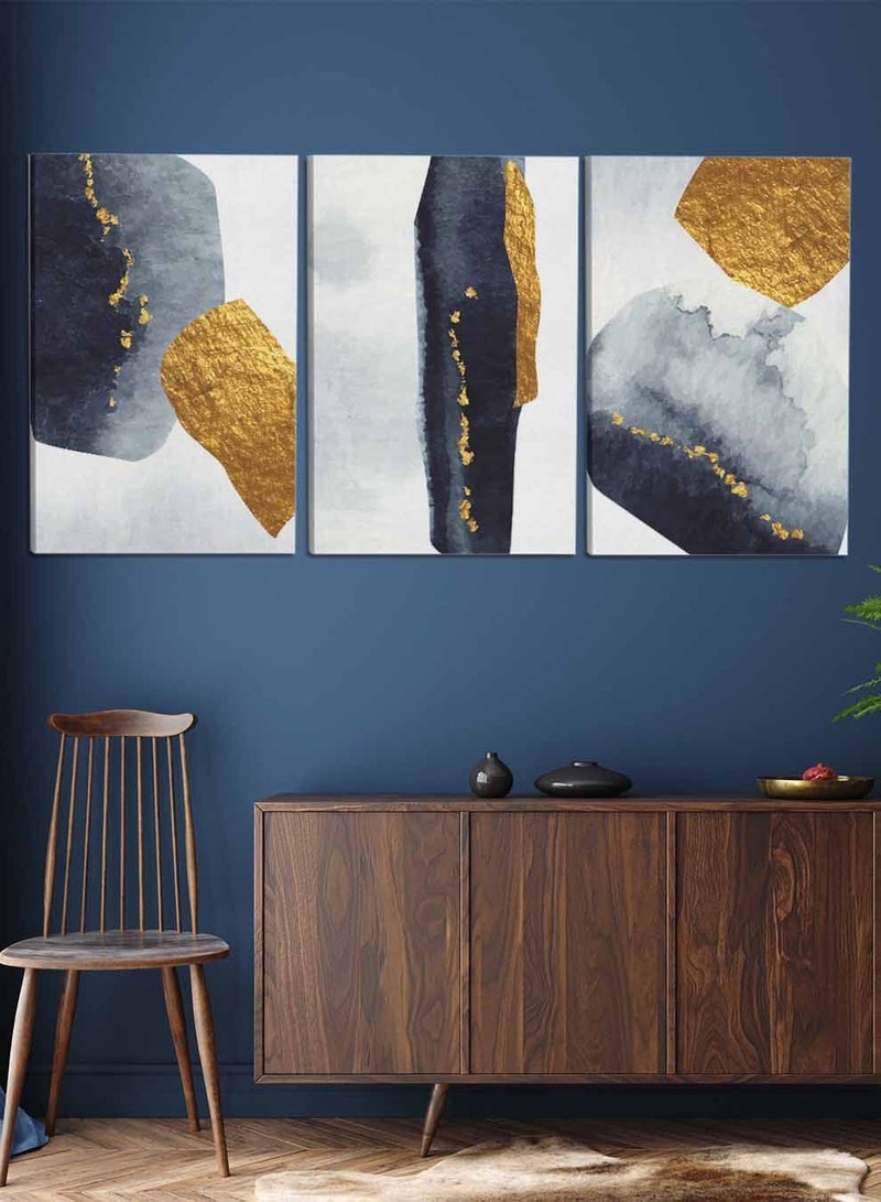 LOWHA Set Of 3 Framed Canvas Wall Arts Stretched Over Wooden Frame, Abstract Elegant Paintings, For Home, Living Room, Office Decor - Image 3