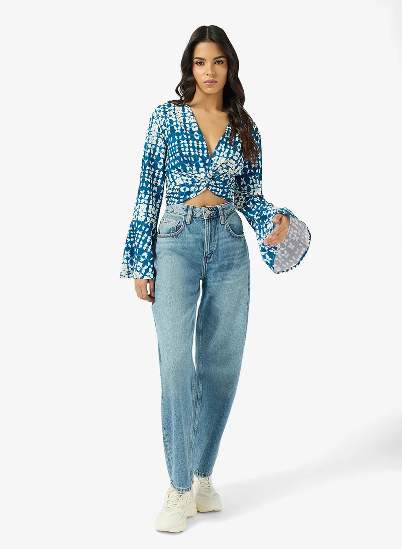 Ginger Tie Dye Wrap Up Crop Top