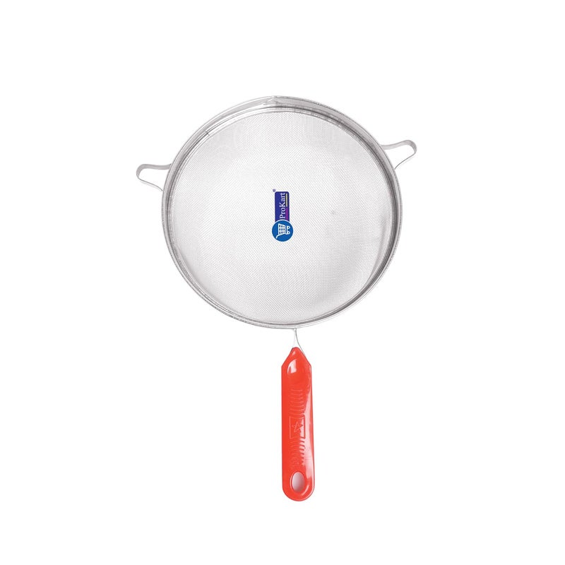 Prokart ProKart Premium Stainless Steel (16 Cm) Soup & Juice Strainer/Liquid Filter for Kitchen Use | Soup Chalni with Red Handle for Tea, Coffee, Milk, Rice & Juice Use (Steel Strainer- Pack of 1) - Image 1
