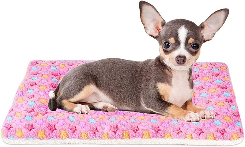 ELECDON Bunny Bed, Pet Winter Warm Sleep Pad with Cute Prints, Cavy Warm Bed for Small Animals Rabbits Chinchillas Hedgehogs Baby Cats Ferrets, Machine Washable Pet Bed Liner (Pink, 14" x 11") - Image 1