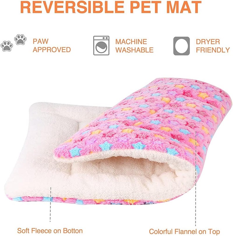 ELECDON Bunny Bed, Pet Winter Warm Sleep Pad with Cute Prints, Cavy Warm Bed for Small Animals Rabbits Chinchillas Hedgehogs Baby Cats Ferrets, Machine Washable Pet Bed Liner (Pink, 14" x 11") - Image 3