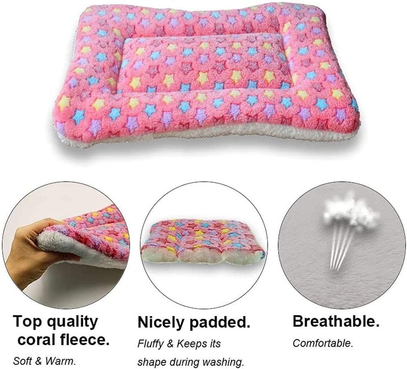 ELECDON Bunny Bed, Pet Winter Warm Sleep Pad with Cute Prints, Cavy Warm Bed for Small Animals Rabbits Chinchillas Hedgehogs Baby Cats Ferrets, Machine Washable Pet Bed Liner (Pink, 14" x 11") - Image 2