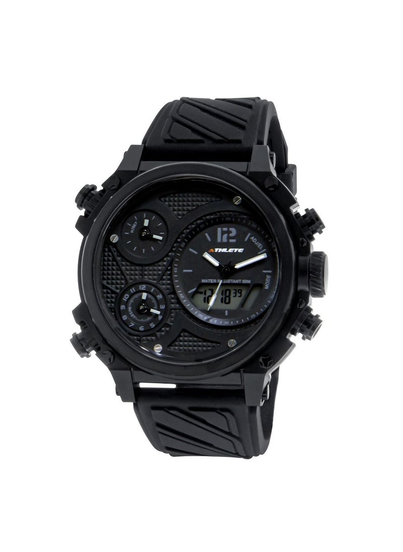 eliz - ELIZ ES8780G8NGN Black PU Case Silicone Strap Men's Watch - Image 1