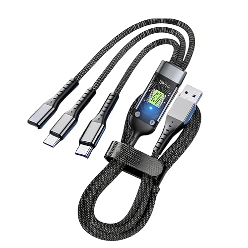 skysia 100W/6A 3-in-1 Fast Charging Data Cable | USB to Type-C, Micro USB & Lightning Connectors | 4Ft/1.2M Braided Cable with 480Mbps Data Transfer – Durable & Tangle-Free (Black, Pack of 1) - Image 3