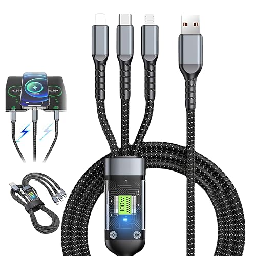 skysia 100W/6A 3-in-1 Fast Charging Data Cable | USB to Type-C, Micro USB & Lightning Connectors | 4Ft/1.2M Braided Cable with 480Mbps Data Transfer – Durable & Tangle-Free (Black, Pack of 1) - Image 2