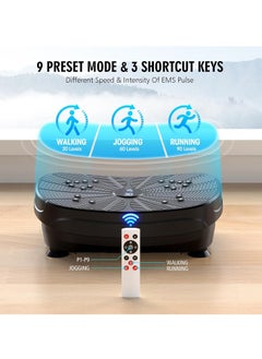ETG Vibration Plate Exercise Machine, Portable Full Body Vibration Platform for Lymphatic Drainage, 9 Preset Mode & Auto Mode Fitness Board for Weight Loss Shaping, with Resistance Bands, 99 Levels  - Image 4