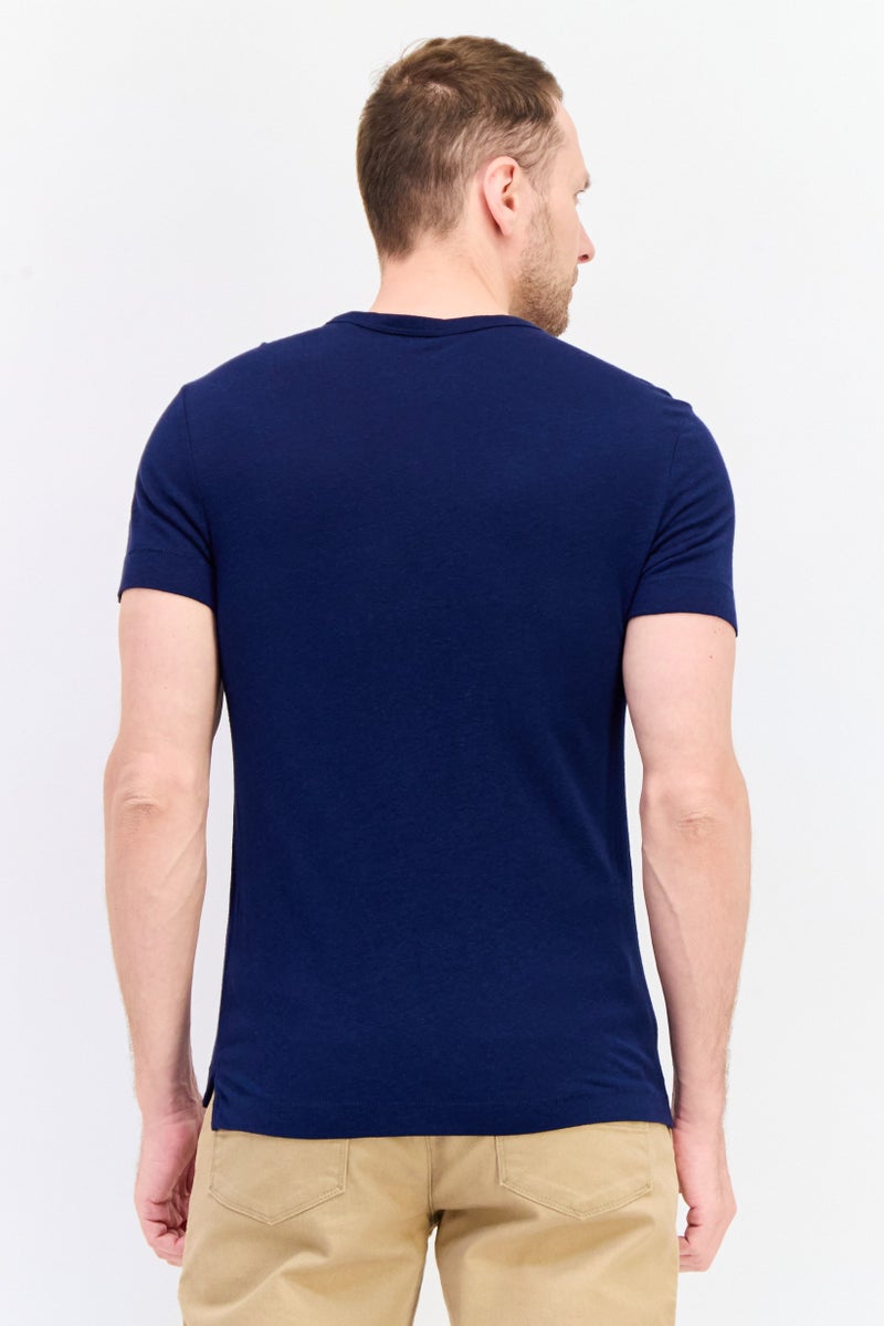 Celio Men Crew Neck Short Sleeve Solid T Shirt, Navy - Image 4