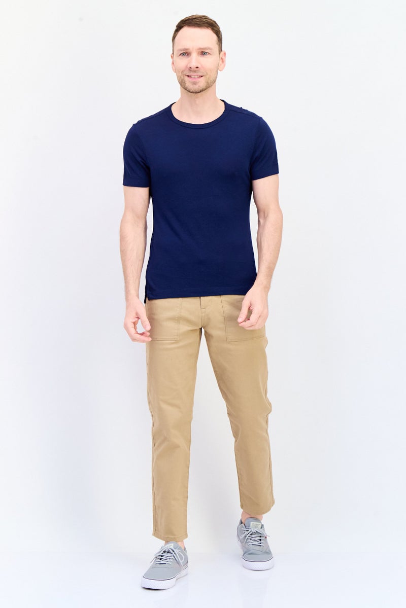 Celio Men Crew Neck Short Sleeve Solid T Shirt, Navy - Image 2