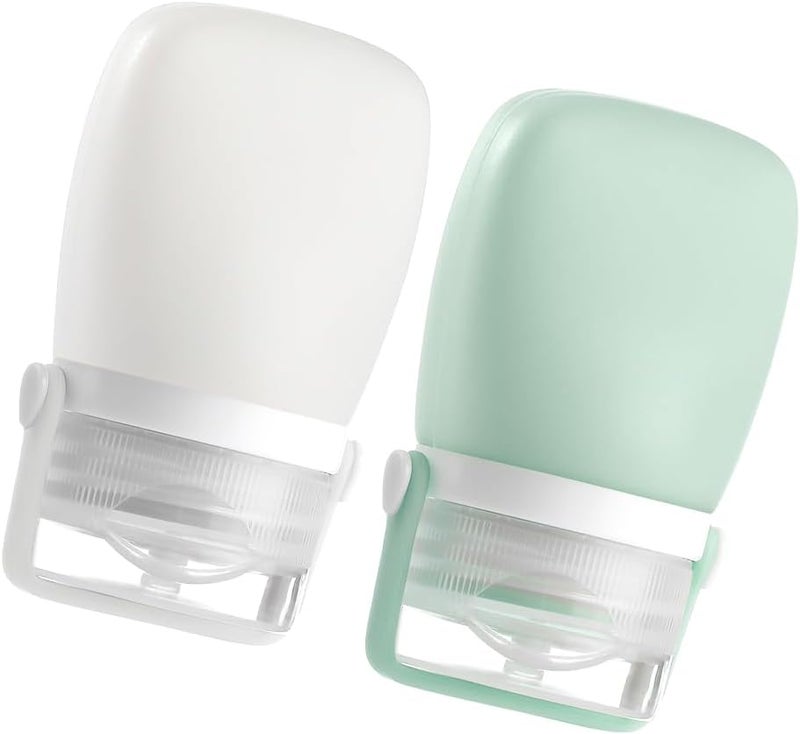 RONRONS Silicone Travel Bottles, 1oz Squeeze Sauce Salad Dressing Bottles Condiment Container for Lunch Box Small TSA Approved Container for Shampoo Toiletries Conditioner (2 Pieces)