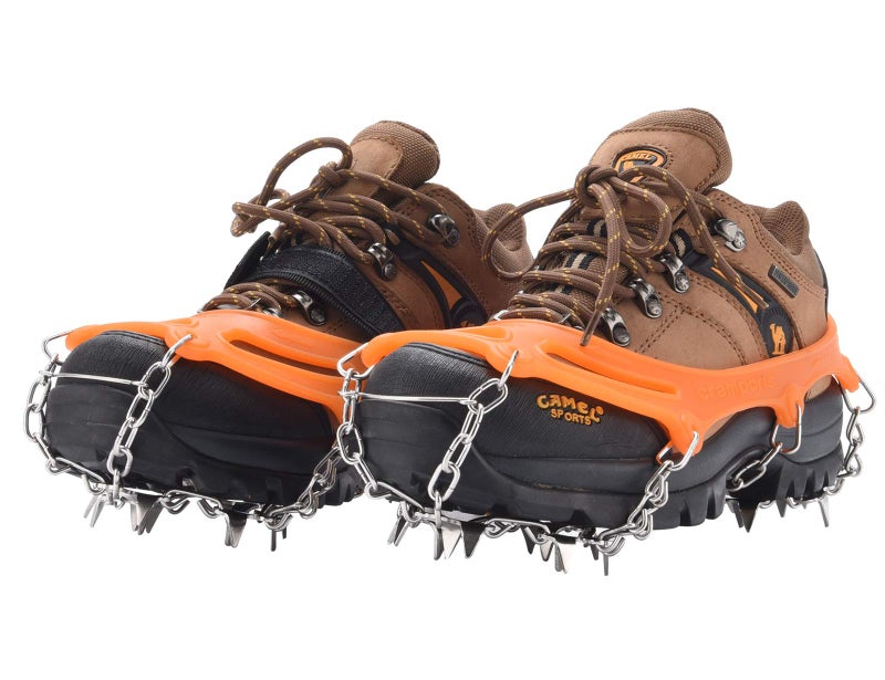 BenBoy Crampons Upgraded 19 Steel Spikes Stainless Anti Slip Ice Cleats Snow Grips Traction Safe Protect for Women Men Walking Climbing Hiking (Shoes/Boots),Dark Orange Large - Image 5