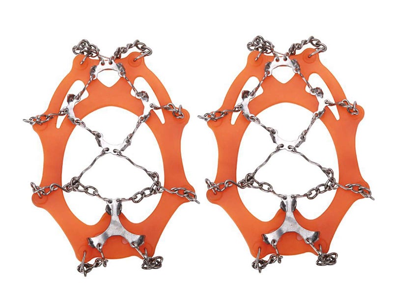 BenBoy Crampons Upgraded 19 Steel Spikes Stainless Anti Slip Ice Cleats Snow Grips Traction Safe Protect for Women Men Walking Climbing Hiking (Shoes/Boots),Dark Orange Large - Image 3