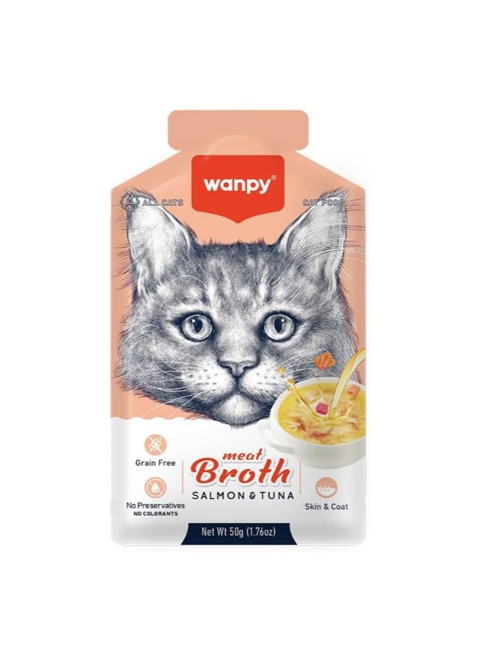 Wanpy Wanpy Meat Broth for Cats – Salmon & Tuna Flavor, 50g 