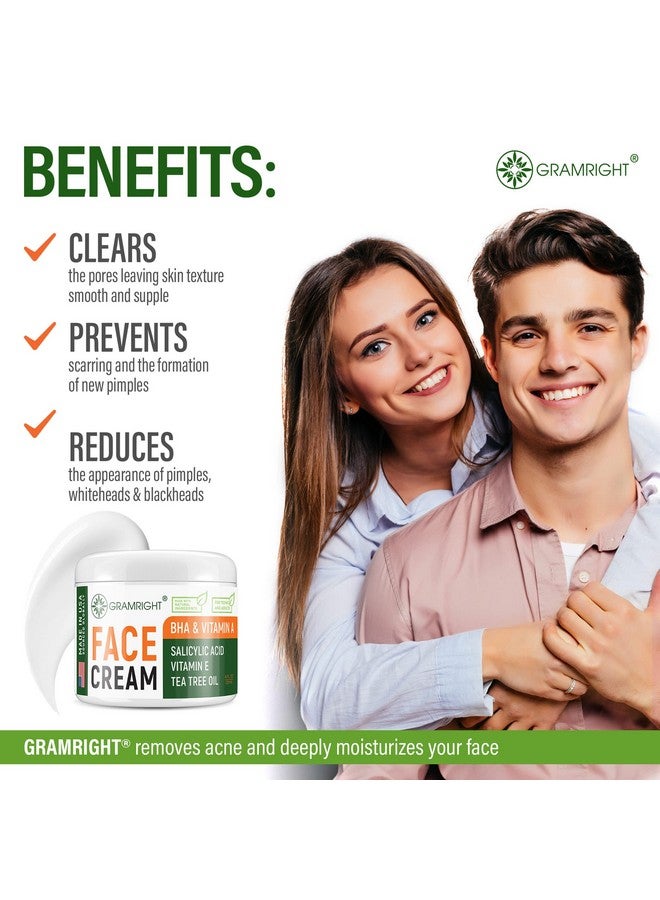 GRAMRIGHT Acne Treatment Face Cream Acne Spot Treatment For Face & Acne Dots Tea Tree Oil For Acne Natural Cystic Acne Treatment Made In Usa For All Skin Types Acne Scar Cream & Pimple Remover 4 Fl.Oz - Image 5