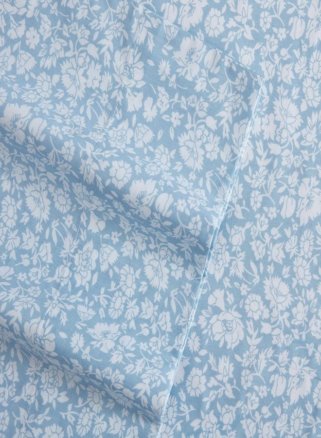 Laura Ashley - Queen Sheets, Cotton Percale Bedding Set, Lightweight & Breathable Home Decor (Heirloom Ditzy Blue, Queen) - Image 2