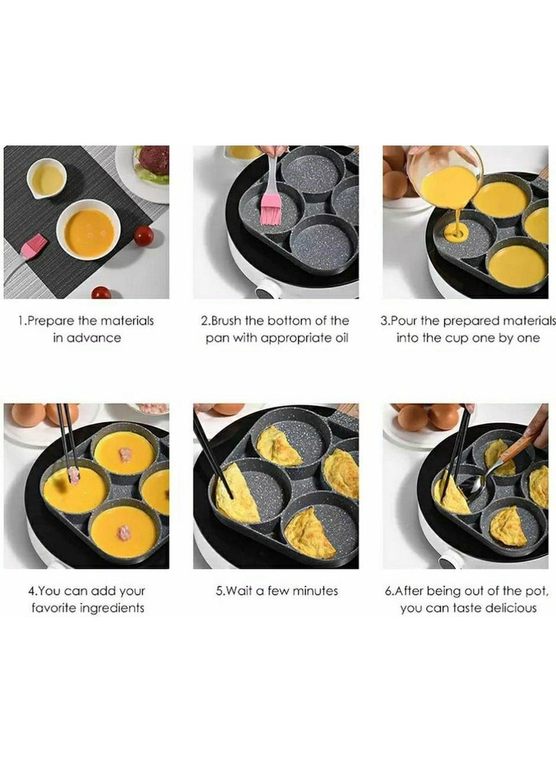 Generic - divided grill, 4 eyes, granite grill 4*1, and also a wooden handle, saving time, gas, and many dishes. The miracle grill for eggs / for pies, multi-use - Image 1