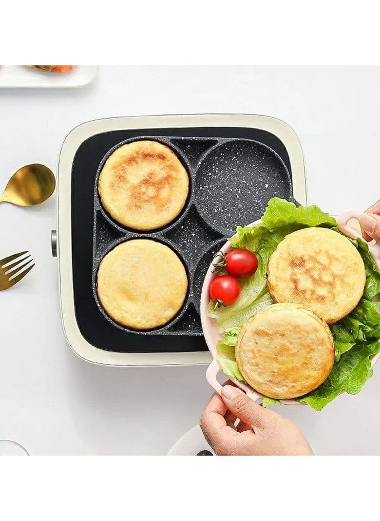 Generic - divided grill, 4 eyes, granite grill 4*1, and also a wooden handle, saving time, gas, and many dishes. The miracle grill for eggs / for pies, multi-use - Image 1
