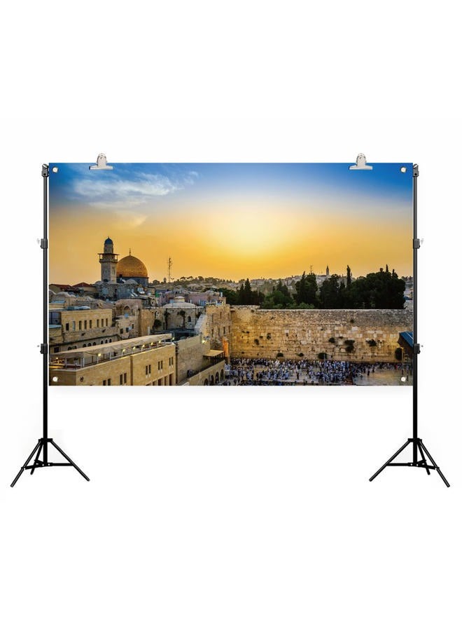 Jiudungs Jerusalem Western Wall Backdrop for Jewish New Year Rosh Hashanah Shana Tova Sukkot Sukkah Yom Kippur Purim Passover Hanukkah Decorations and Supplies - Image 2