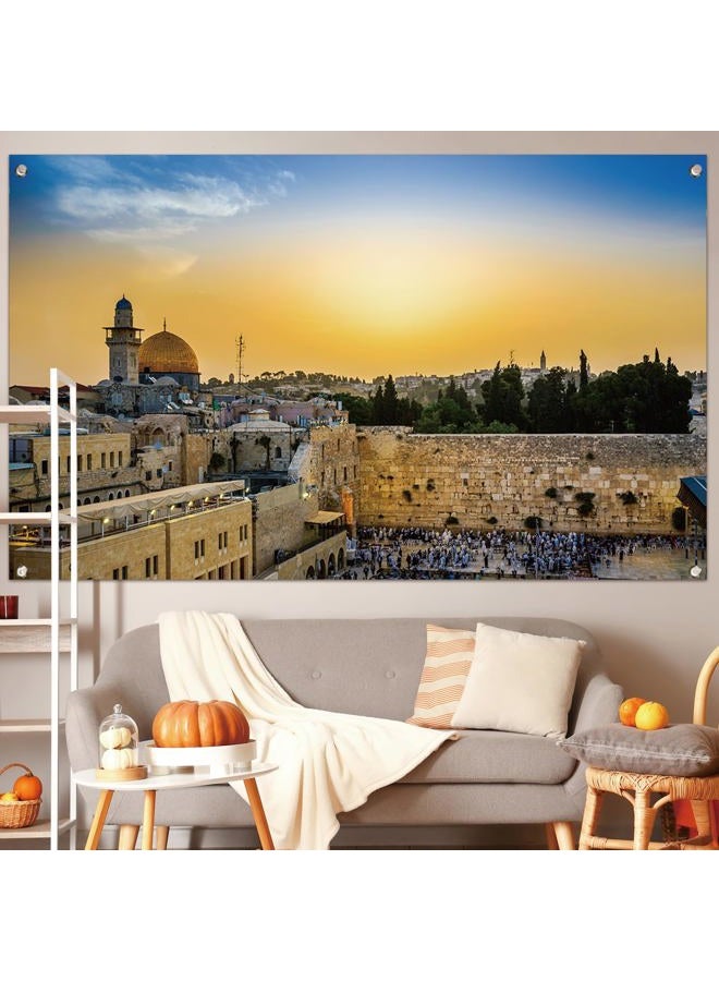 Jiudungs Jerusalem Western Wall Backdrop for Jewish New Year Rosh Hashanah Shana Tova Sukkot Sukkah Yom Kippur Purim Passover Hanukkah Decorations and Supplies - Image 5